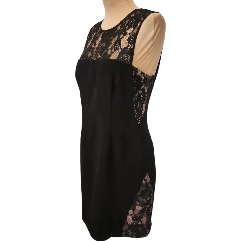 TRINA TURK Black Sleeveless Lace Trim Cocktail Dress - Size 10 - Picture 5 of 10